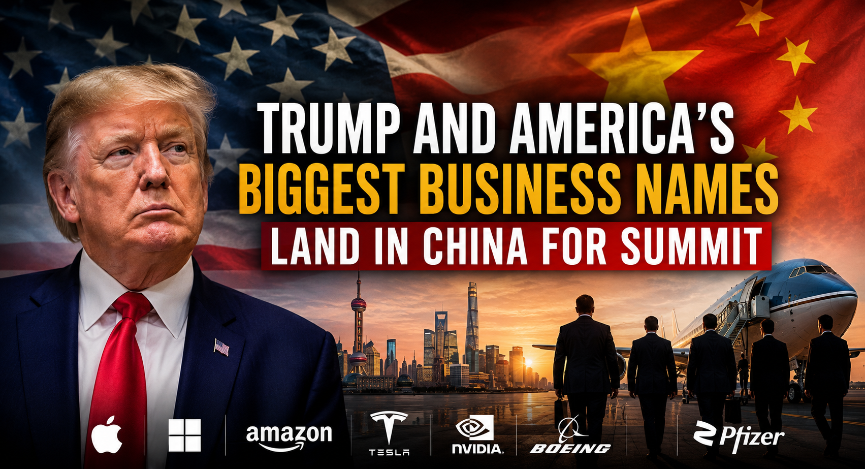 US President Donald Trump and America's Biggest Business Names Land in China for Summit