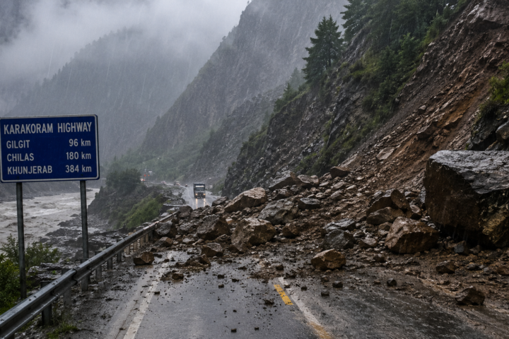 Heavy Rain and Landslides Block Karakoram Highway in Gilgit-Baltistan