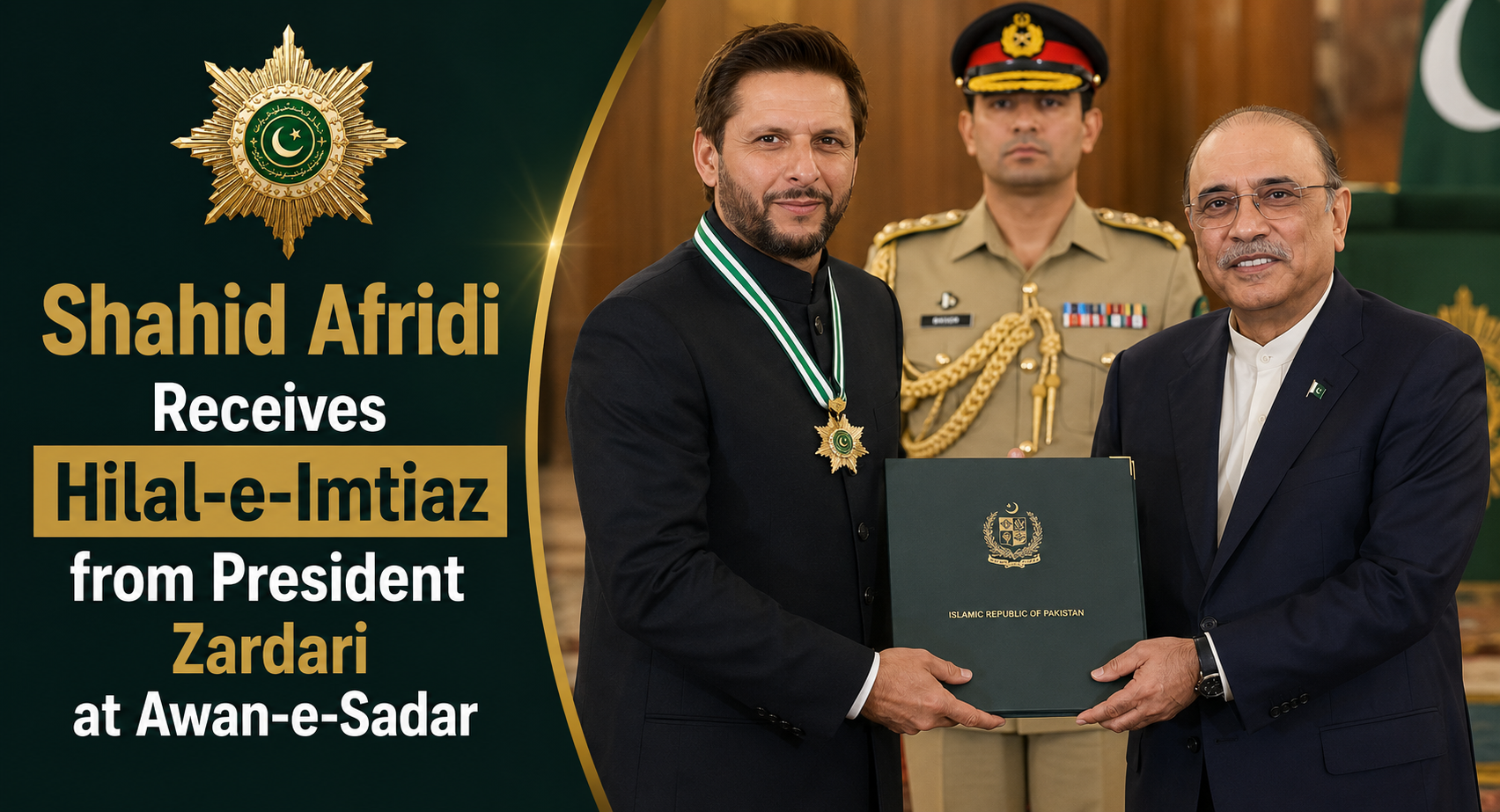 Shahid Afridi Receives Hilal-e-Imtiaz from President Zardari at Awan-e-Sadar