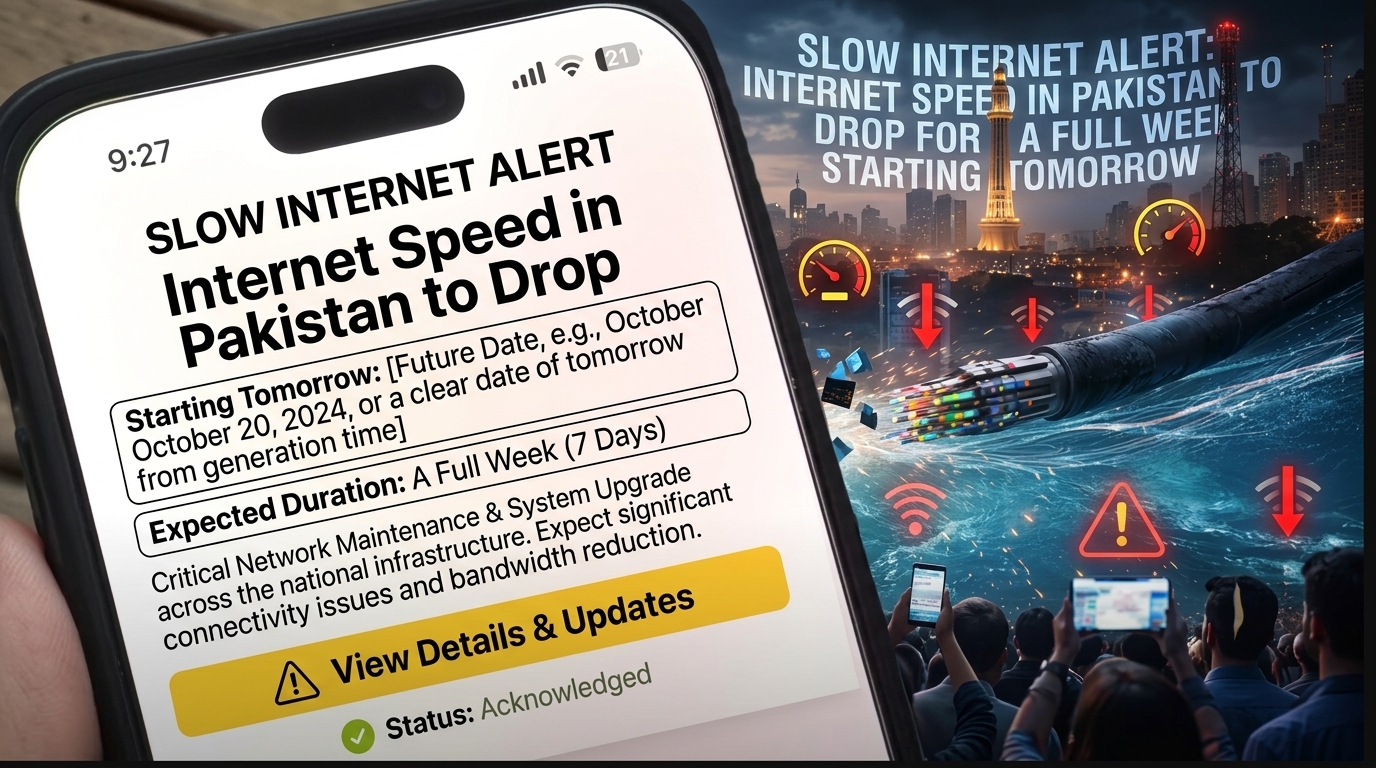 Slow Internet Alert: Internet Speed in Pakistan to Drop for a Full Week Starting Tomorrow
